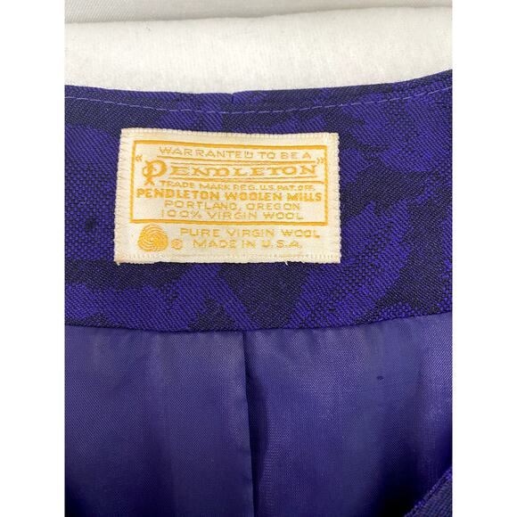 Pendleton Purple & Black Virgin Wool Floral Blazar Size 14 - Picture 2 of 9